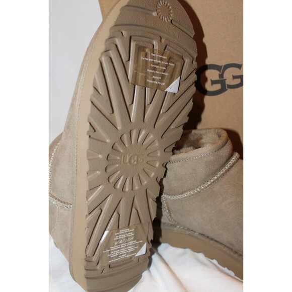 UGG WOMEN'S ULTRA MINI SUEDE SHEARLING LINED BOOTS ALP TAN SZ 9 NIB - Picture 6 of 6